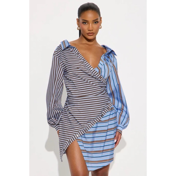 Fashion Nova Dresses & Skirts - Fashionnova Multi-Striped Mini Dress - Size Large